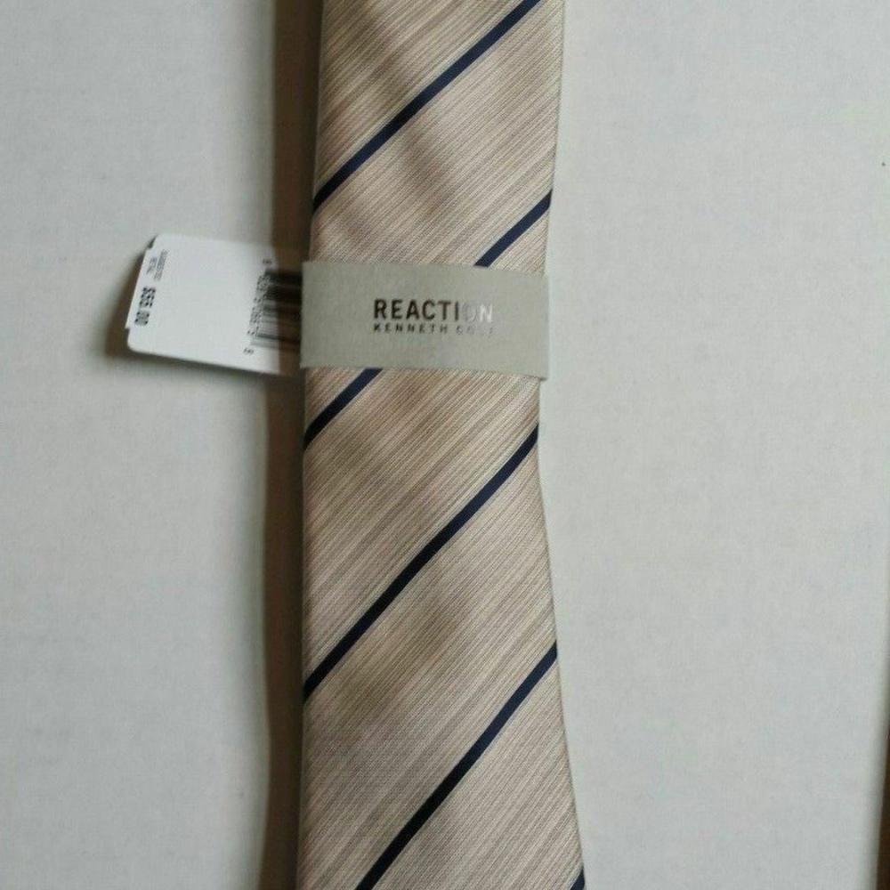 REACTION Kenneth Cole Men's Stripe Tie Tan